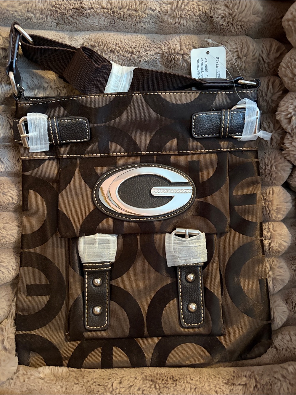 Women's Brown Crossbody Bag with Signature 'G' Accent